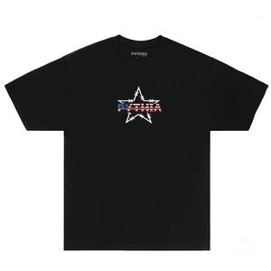 Pythia Stars And Stripes Flag Logo Black S NWT IN PACKAGE